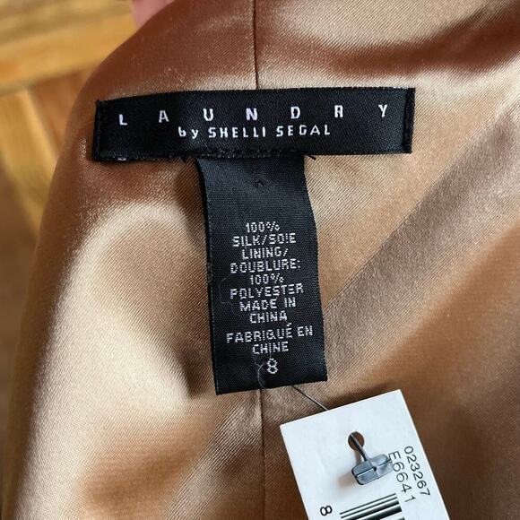 Laundry By Shelli Segal 100% Silk Gold Strapless Formal Size 8. NEW - Picture 8 of 9